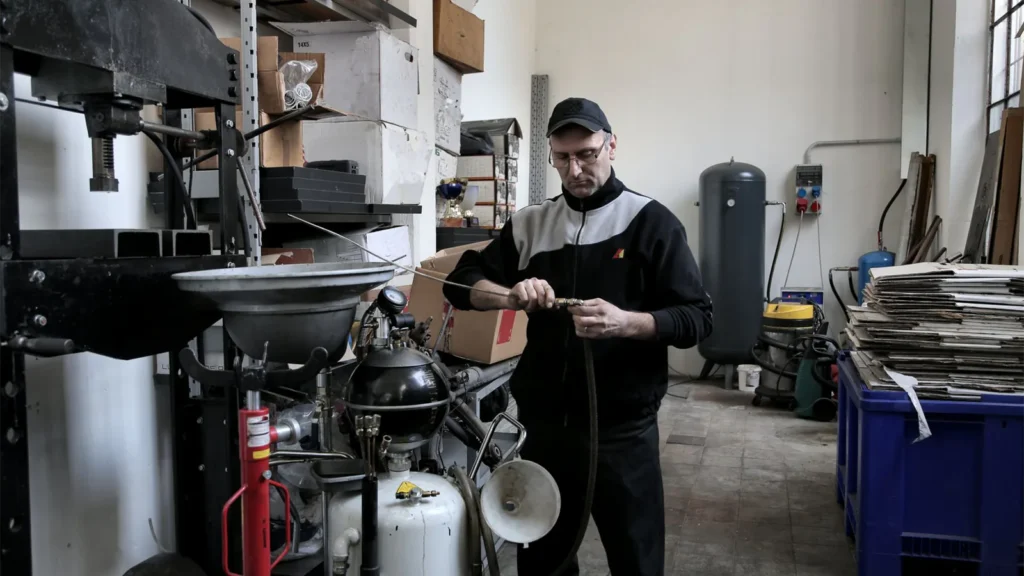 Medarbetare i arbete på en verkstad