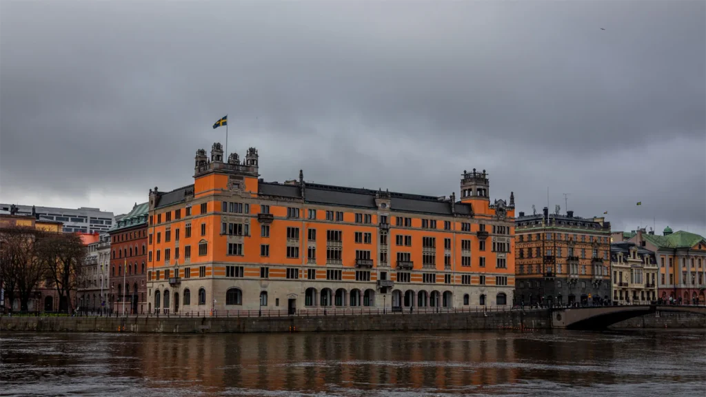 Rosenbad i Stockholm, regeringens byggnad, en grå dag