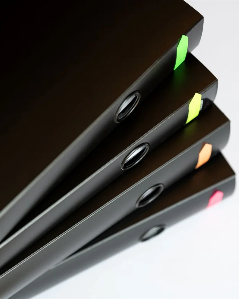 Closed case binders with index tabs