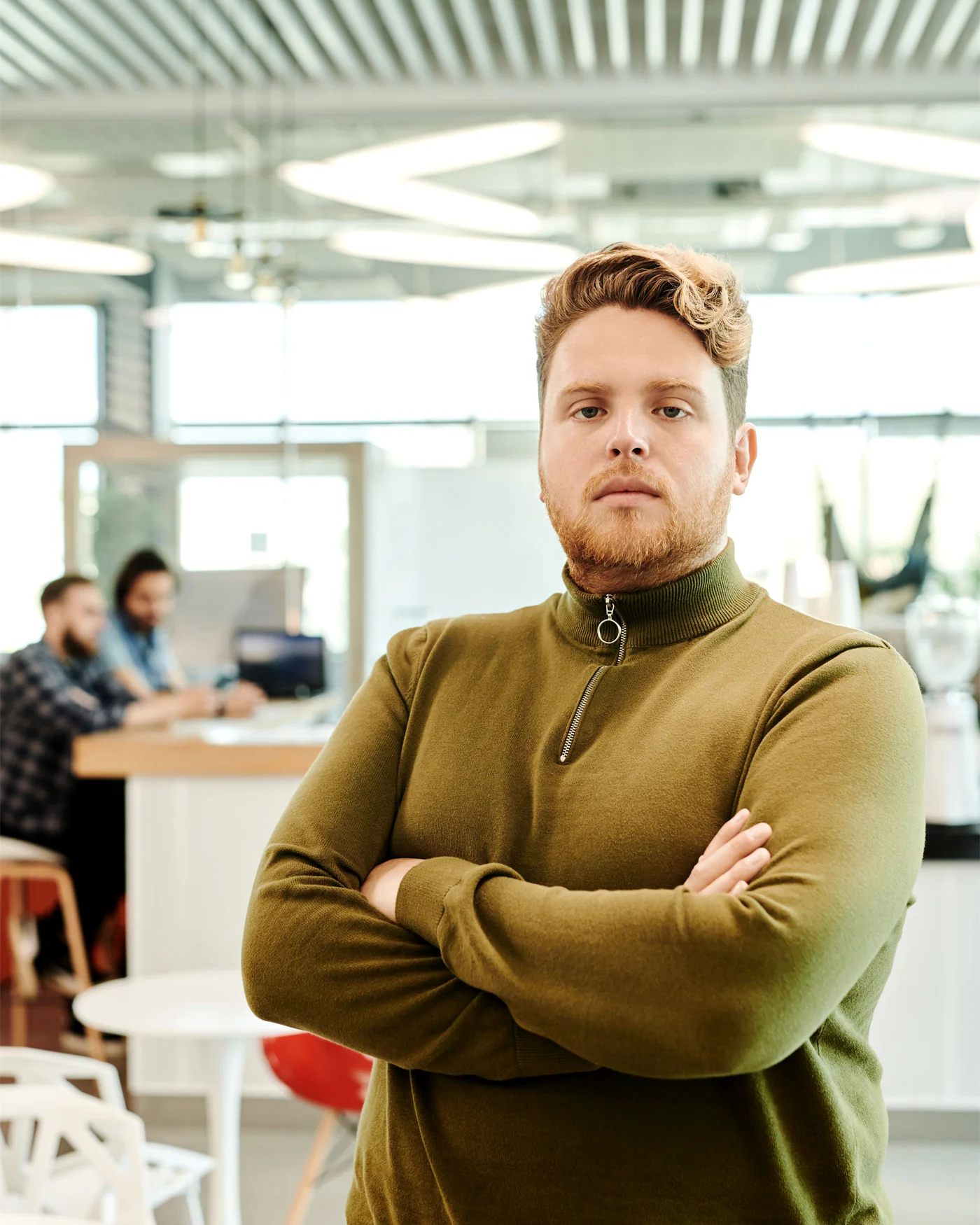 A business tenant standing in his own commercial premises