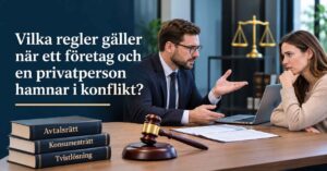 Vilka regler gäller när ett företag och en privatperson hamnar i konflikt?