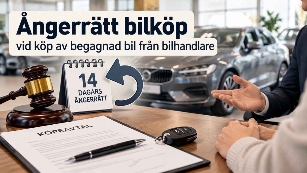 ångerrätt bilköp vid köp av begagnad bil från bilhandlare