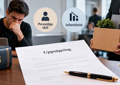 Skriftlig uppsägning vid personliga skäl och arbetsbrist